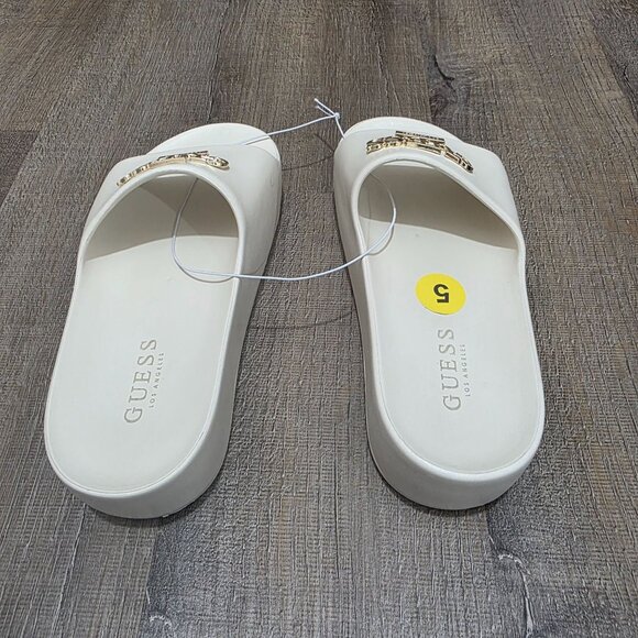 GUESS WGSwings-R Platform Slide Sandals White Gold Logo – Women’s Size 5M (No Bo - Picture 3 of 8